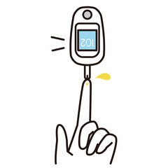 シンプル　イラスト　血糖値を測る指のアイコン