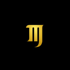 MJ Logo Simple Design with gold color