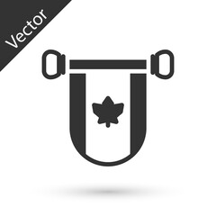 Grey Pennant flag of Canada icon isolated on white background. North America country flag. Vector