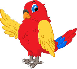cartoon bird waving on white background