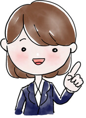 指をさすスーツのかわいい女性/パターン2