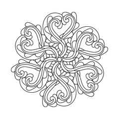 Coloring book for adult and children. Mandala flower with modern floral style, hand drawn pattern.