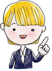 指をさすスーツのかわいい女性/パターン4