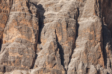 Detail of vertical Dolomites wall in Italy (Tofana di Rozes)