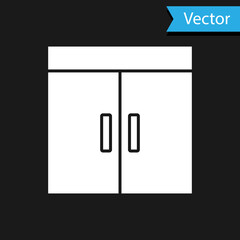 White Wardrobe icon isolated on black background. Vector