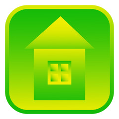 Green house. Isolated web icon. Logo design.