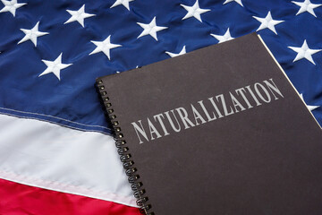 Law about naturalization on the American flag. - obrazy, fototapety, plakaty
