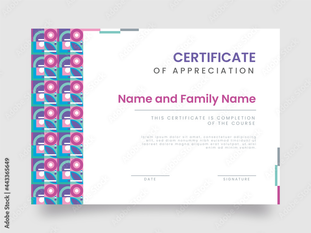 Poster certificate templates with geometric patterns.