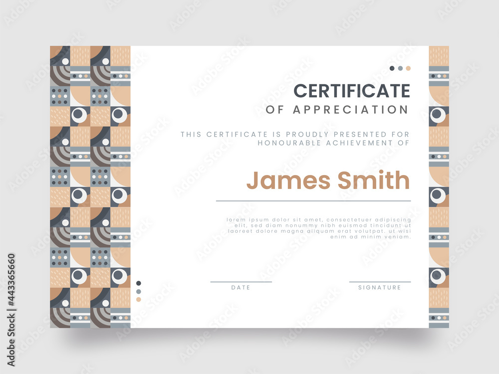 Poster certificate templates with geometric patterns.