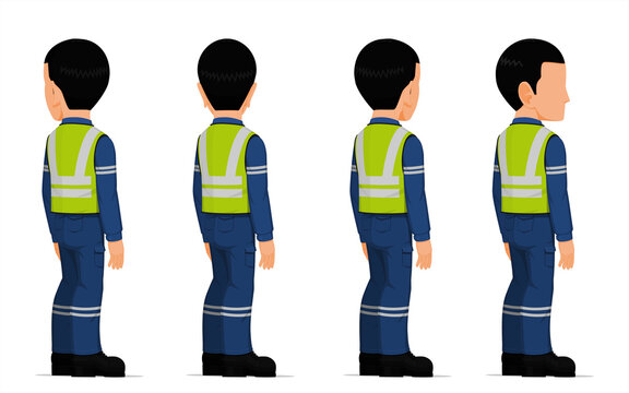 Set of industrial worker on white background