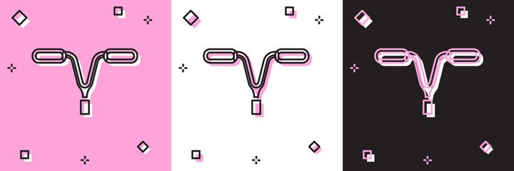 Set Bicycle handlebar icon isolated on pink and white, black background. Vector