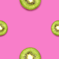 Ripe kiwi on a bright background, seamless pattern.