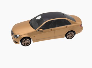 Generic and Brandless Car Isolated on White 3d Illustration