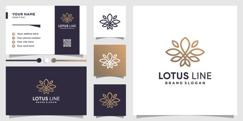 Lotus logo template with modern line art style Premium Vector