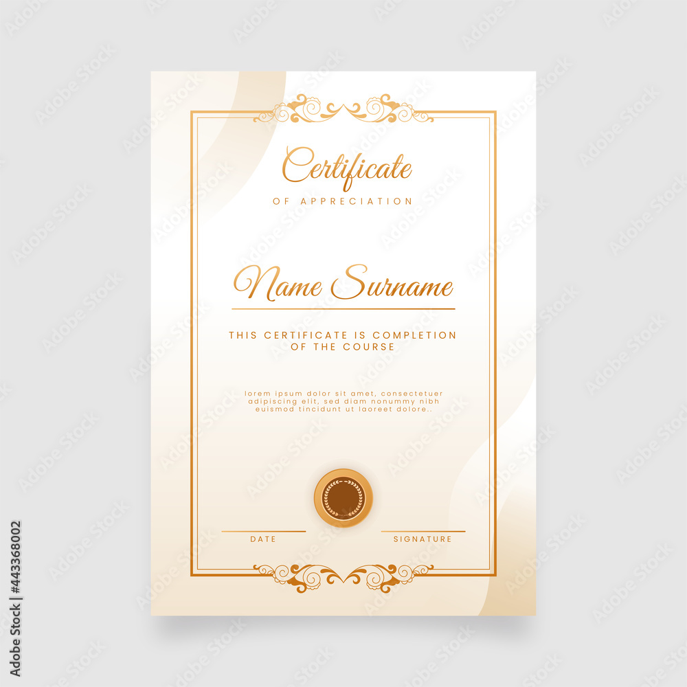 Poster certificate template with elegant elements.