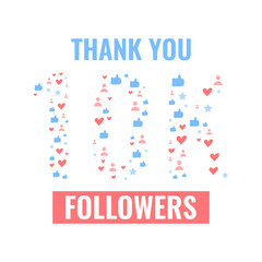 thank you ten thousand followers design with abstract random social media icons in text
