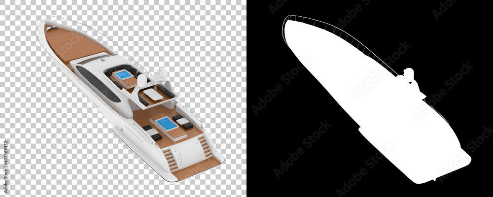Poster fast super yacht isolated on background with mask. 3d rendering - illustration