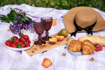 Romantic picnic scene on summer day