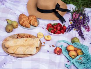 Romantic picnic scene on summer day