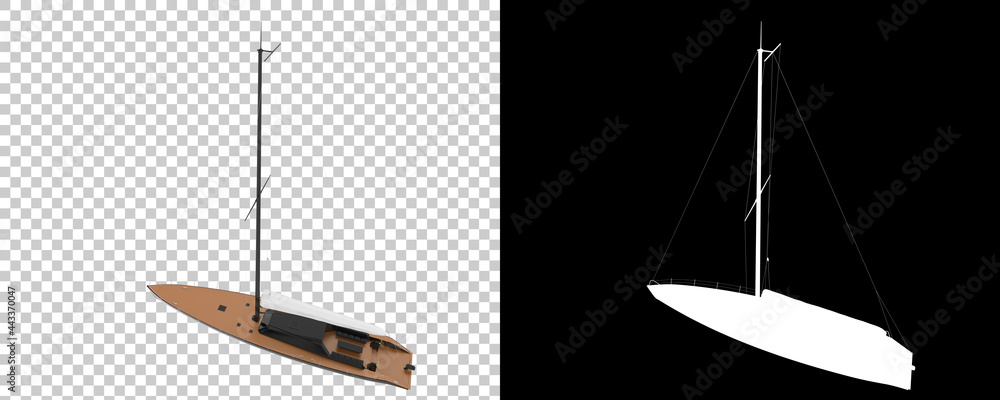 Poster sail boat isolated on background with mask. 3d rendering - illustration