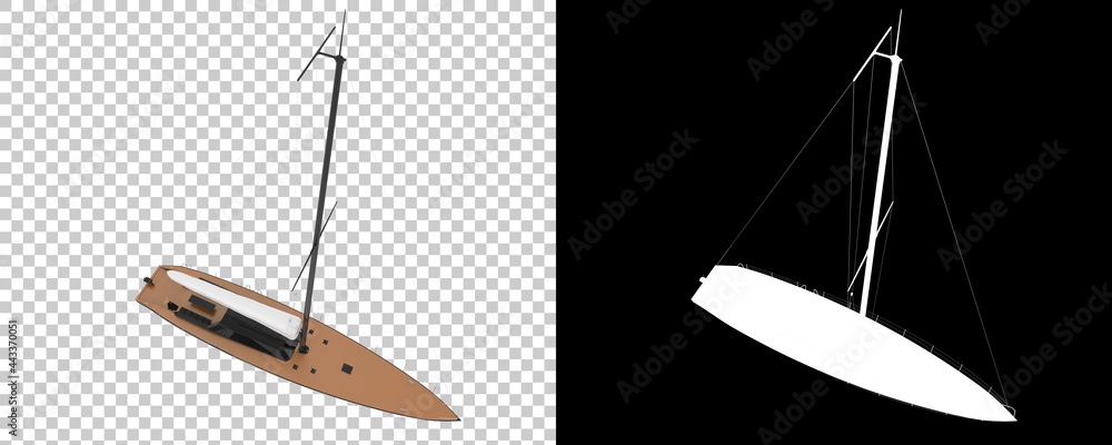 Poster sail boat isolated on background with mask. 3d rendering - illustration