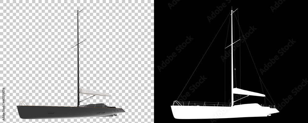 Aufkleber sail boat isolated on background with mask. 3d rendering - illustration