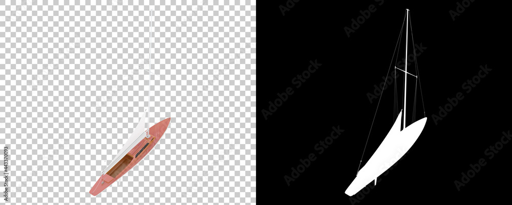 Poster sail boat isolated on background with mask. 3d rendering - illustration