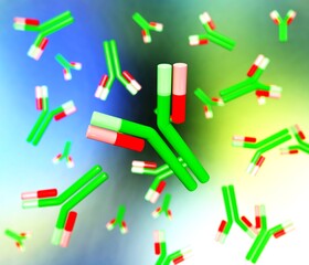 Antibodies, blood plasma globular proteins, 3D rendering