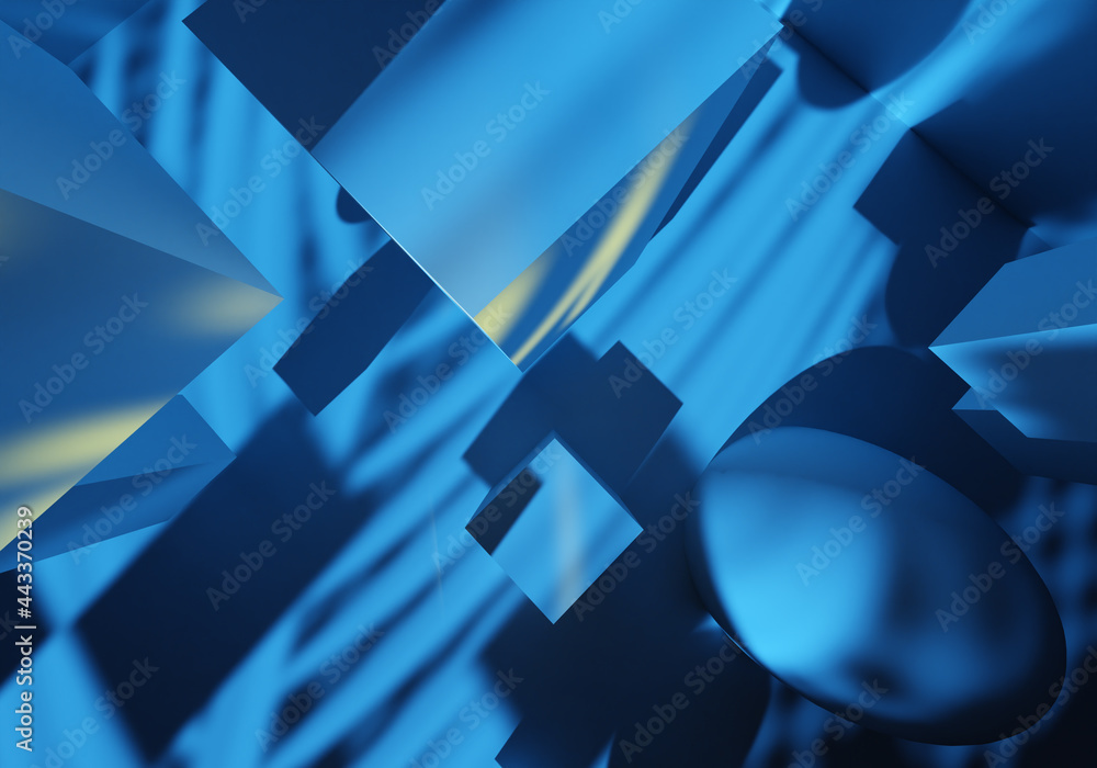 Poster geometric background. volumetric geometric shapes. texture is blue in a modern style. geometric abst