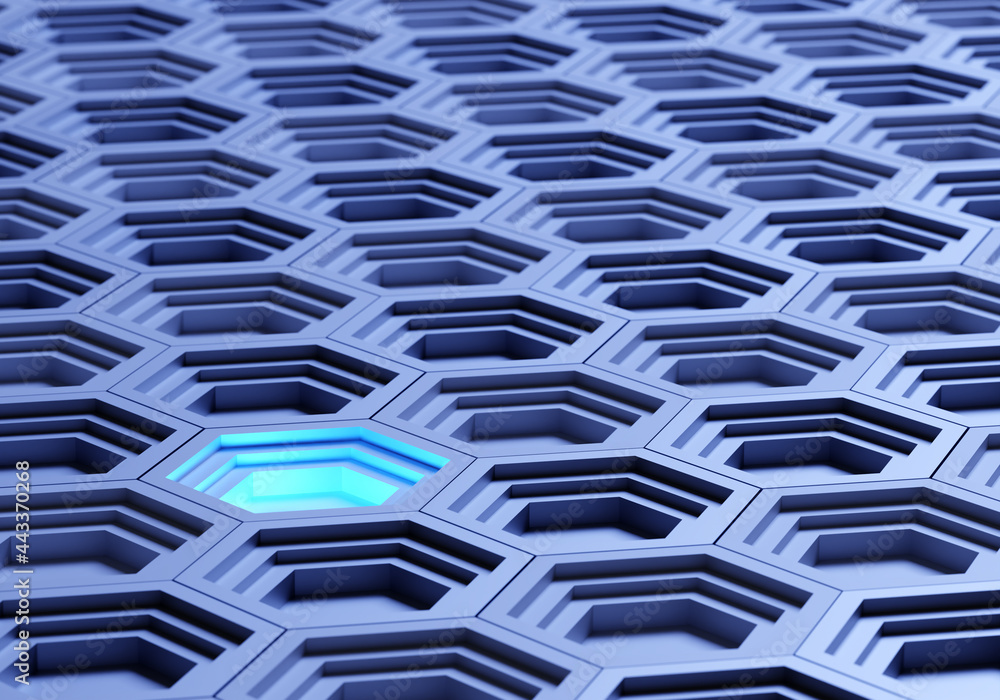 Poster abstract geometric hexagonal background. hexagonal geometric design. blue background. concept is a s