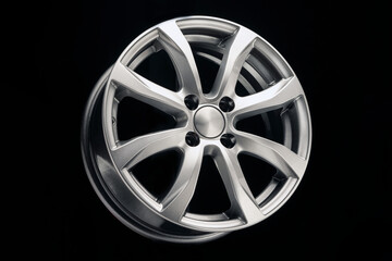 Obraz premium alloy wheel close up silver metallic color on black background