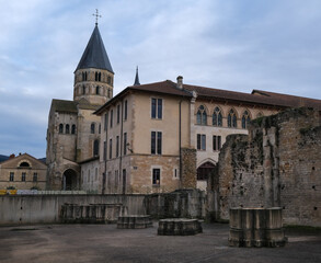 Fototapeta na wymiar View of the famous Cluny Abbey (Burgundy, France). Before the French Revolution, it was larger than the Vatican.