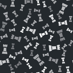 Grey Chess icon isolated seamless pattern on black background. Business strategy. Game, management, finance. Vector
