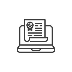 Laptop with contract document line icon