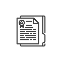 Obraz premium Certificate document line icon