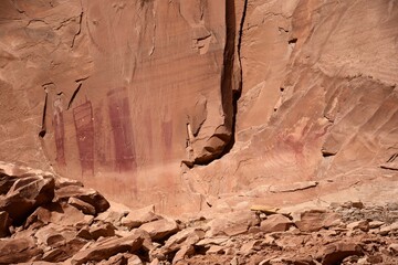 ancient Native American pictographs at black dragon wash in the san rafael swell near green river, utah