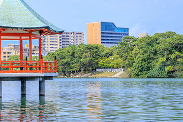初夏の大濠公園　浮見堂　福岡県福岡市　Ohori Park in early summer Ukimido...
