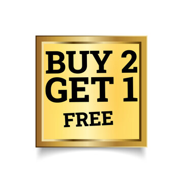 Buy 2 get 1 Free, sale tag, poster design template, discount isolated sticker, vector illustration eps 10