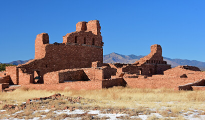the ancient san gregorio de abo ruins in the salinas pueblo missions national monument on a sunny...