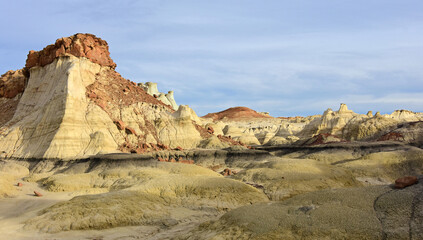 Fototapeta premium the incredible, colorful, eroded rock formations in the hunter wash section of the bisti badlands near farmington, new mexico