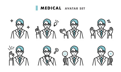 男性医師の上半身アバターセット