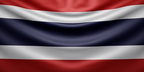 Obraz premium Hanging wavy national flag of Thailand with texture. 3d render.
