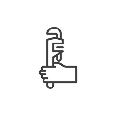 Hand with spanner line icon