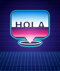 Retro style Hola icon isolated futuristic landscape background. 80s fashion party. Vector © vector_v