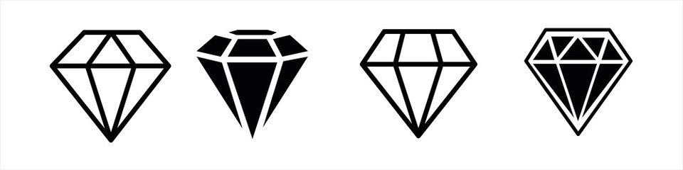 diamond icon set, jewelry symbol icon vector. for web