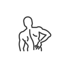 Lower back pain line icon