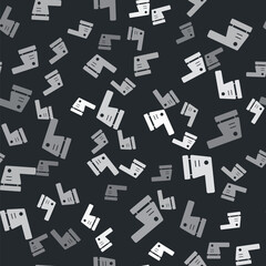Fototapeta premium Grey Electric sander icon isolated seamless pattern on black background. Orbital sander. For floor and wooden planks sanding sandpaper. Vector