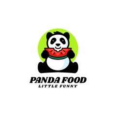 Vector Logo Illustration Panda Food Mascot Cartoon Style.