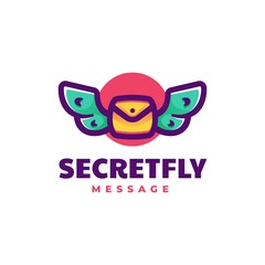 Vector Logo Illustration Secret Fly Massage Simple Mascot Style.