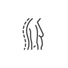 Woman incorrect posture line icon